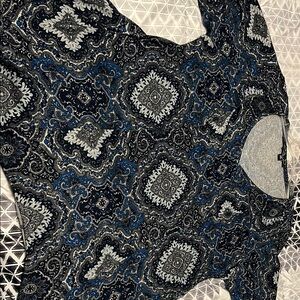 Elegant Blue and Black Patterned Women's Top